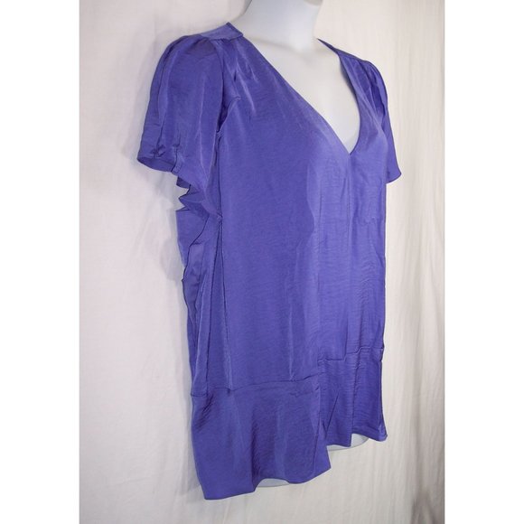 New MICHAEL Michael Kors 3X Flutter Sleeve Ruffle Top Pale Purple NWT - Picture 5 of 13